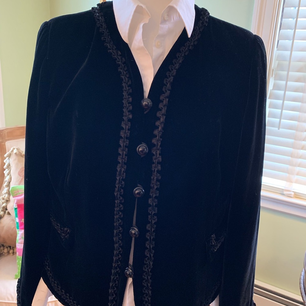 Armani Collezioni black velvet suit